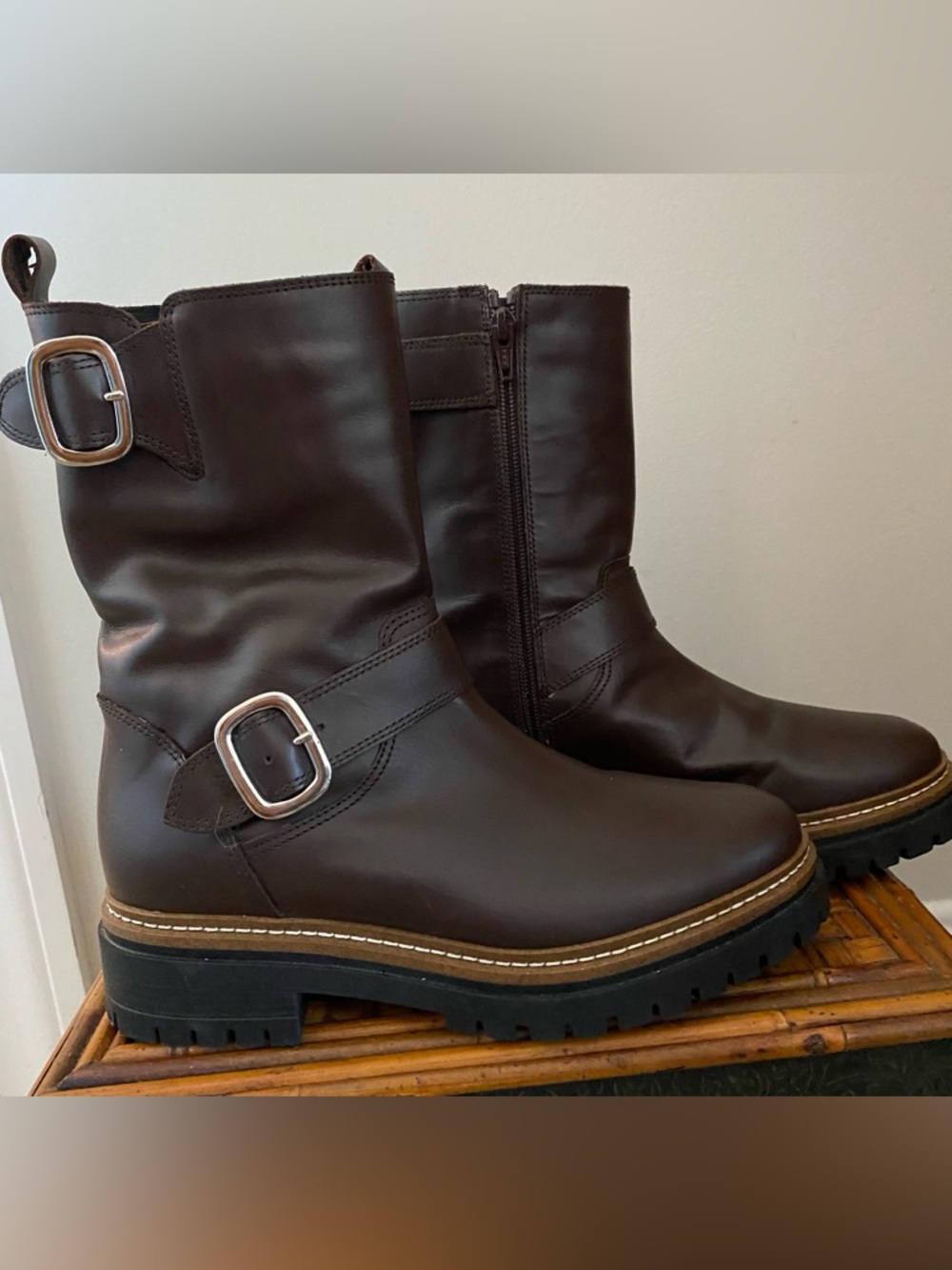 Fabianelli Leather Boots - Moto Combat Style U376 (Made in Italy) Size 39